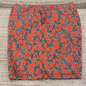 Pilcro for Anthropologie Floral Patterned Red Skirt Sz 27